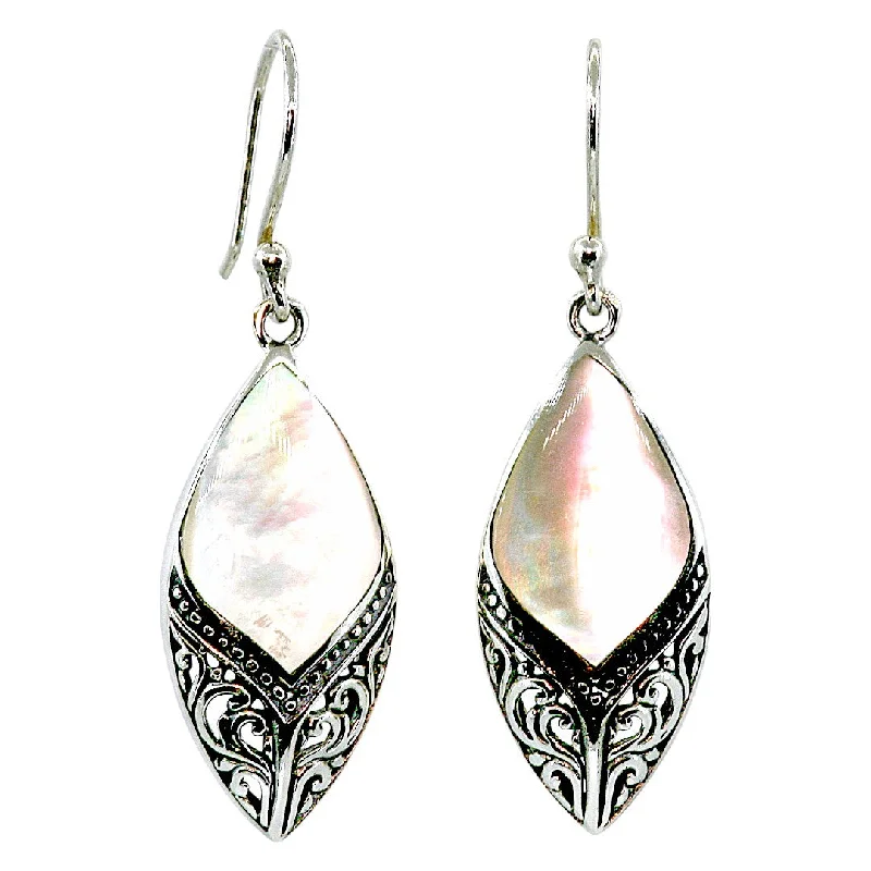 ladies large earrings-Mother of Pearl Feminine Earrings