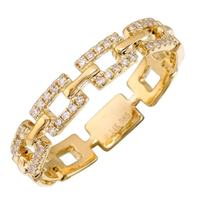 ladies geometric rings-Diamond Pave Anchor Link Ring