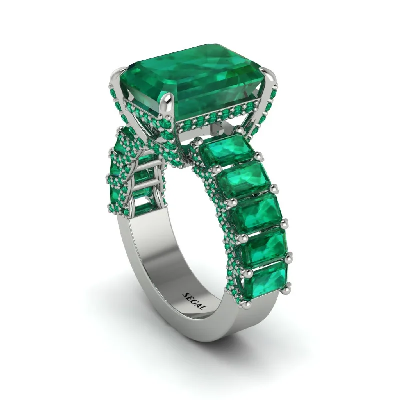 affordable engagement rings for ladies-Luxury Emerald Cut Emerald Engagement Ring - Nadia No. 21