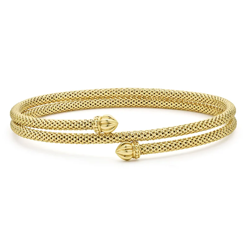 ladies crystal bangles-Caviar Gold 18K Gold Double Wrap Bracelet