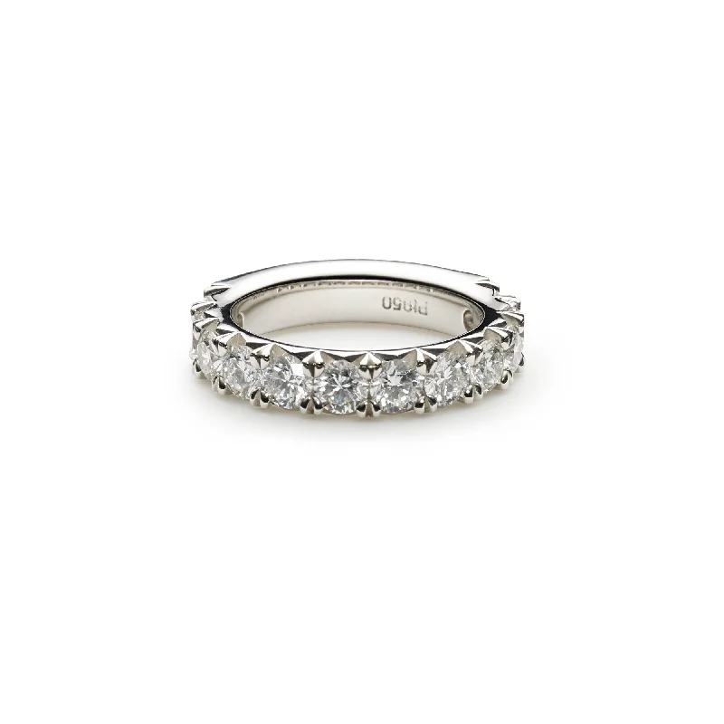 ladies birthday rings-14K White Gold Diamond Wedding Band W/ 0.48ct VS-SI Diamonds & Shared Prong Setting