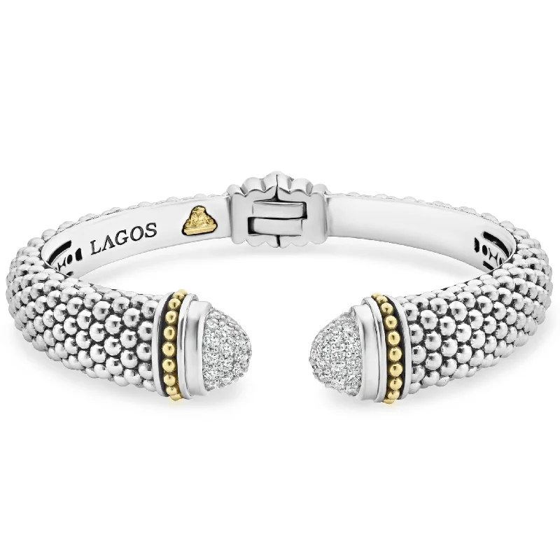 ladies elegant charm bangles-Caviar Lux Diamond Cuff Bracelet | 12mm