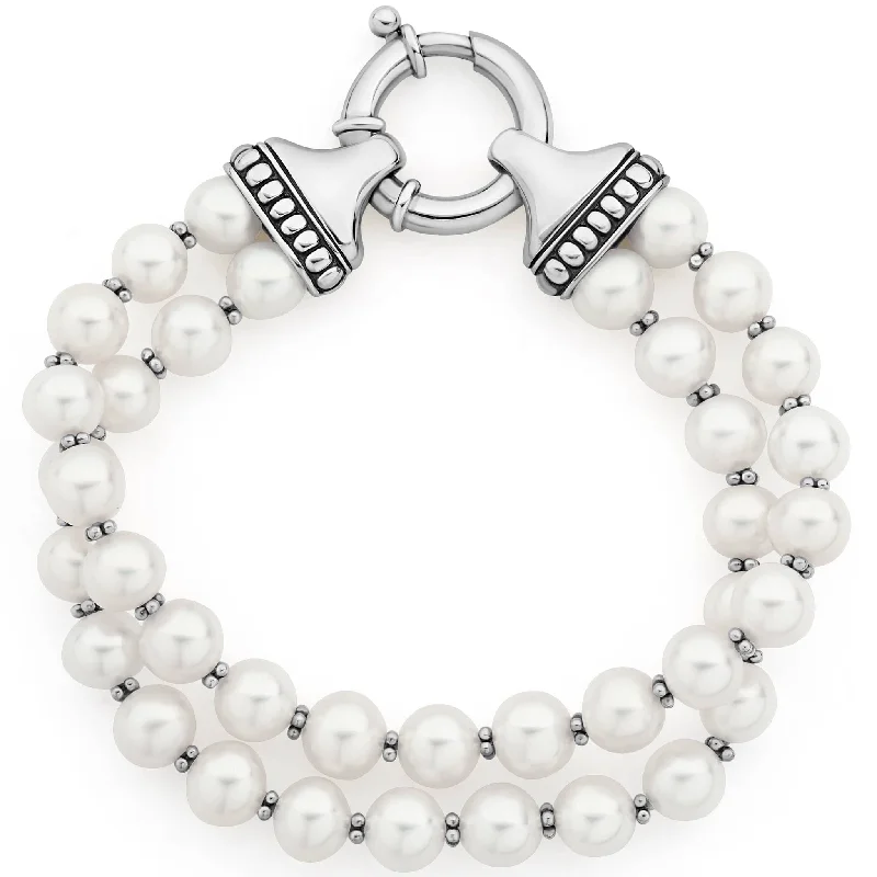 ladies vintage bracelets-Luna Two Strand Pearl Bracelet