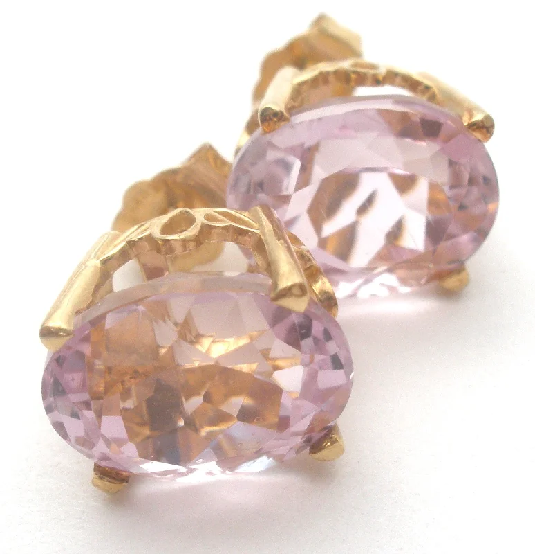 ladies chandelier earrings-Pink Ice Earrings 14K Gold CZ Pierced Stud