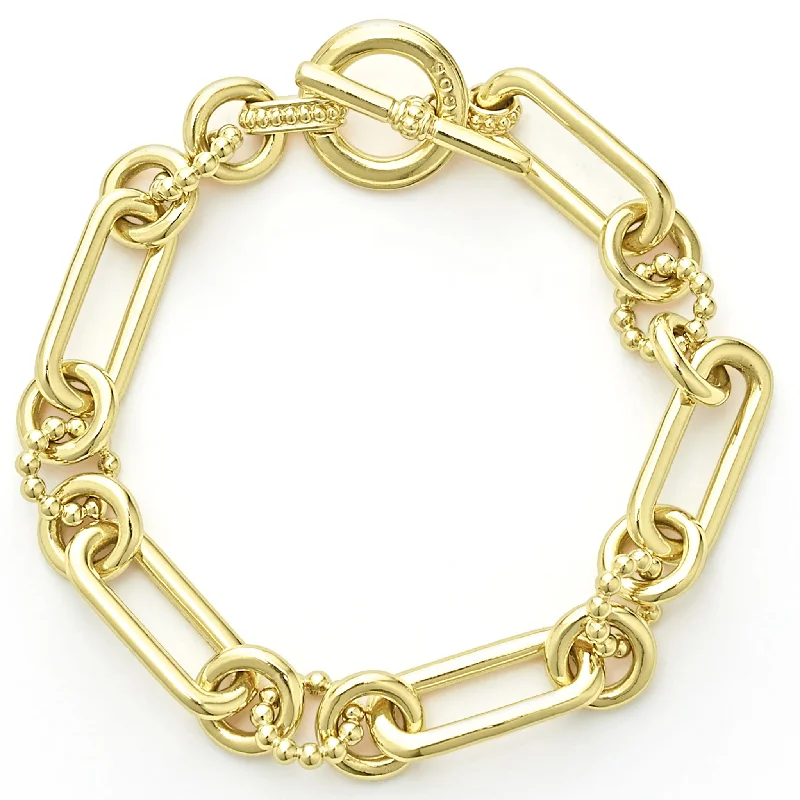 ladies luxury bracelets for women-Signature Caviar 18K Gold Link Bracelet