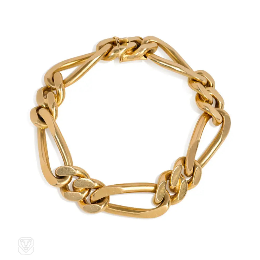 ladies diamond bangle bracelets-Gold figaro link bracelet, Van Cleef & Arpels