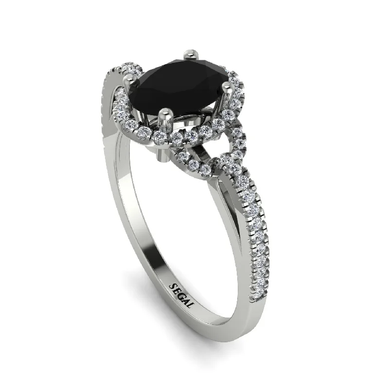 platinum solitaire ladies engagement rings-Timeless Beauty Oval Black Diamond Engagement Ring - Judy No. 9