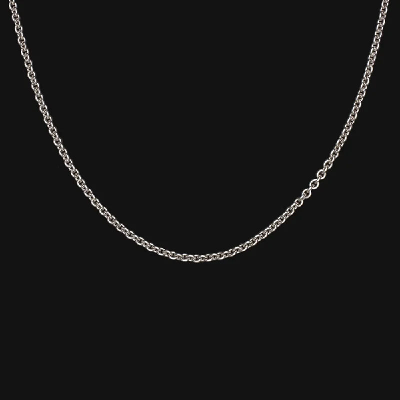 ladies engraved pendant necklaces-14k WHITE GOLD CABLE CHAIN 18in 1.35mm NECKLACE CLASSIC STURDY MENS LADIES SOLID