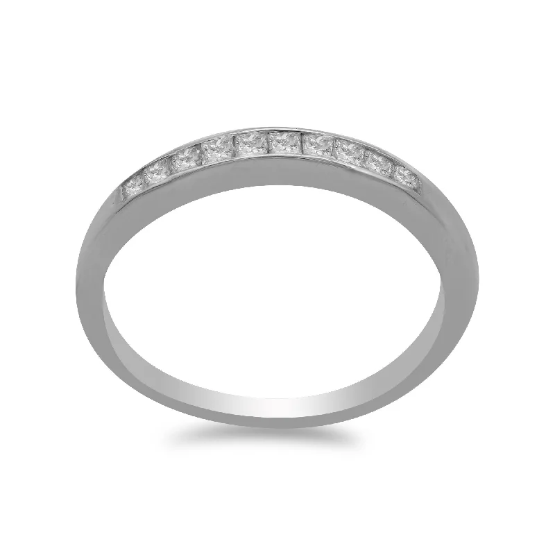 ladies custom rings-14K White Gold Diamond Ring