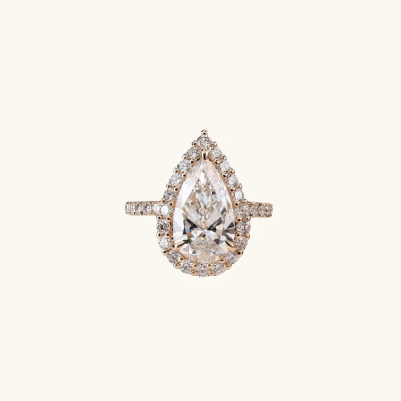 unique round diamond engagement rings for ladies-3.39 Pear Lab Diamond Engagement Ring