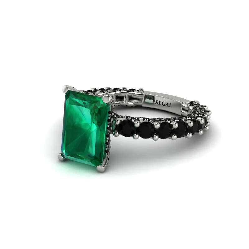 trendy gemstone ladies engagement rings-4Ct Radiant Cut Emerald Engagement Ring - Serenity No. 36