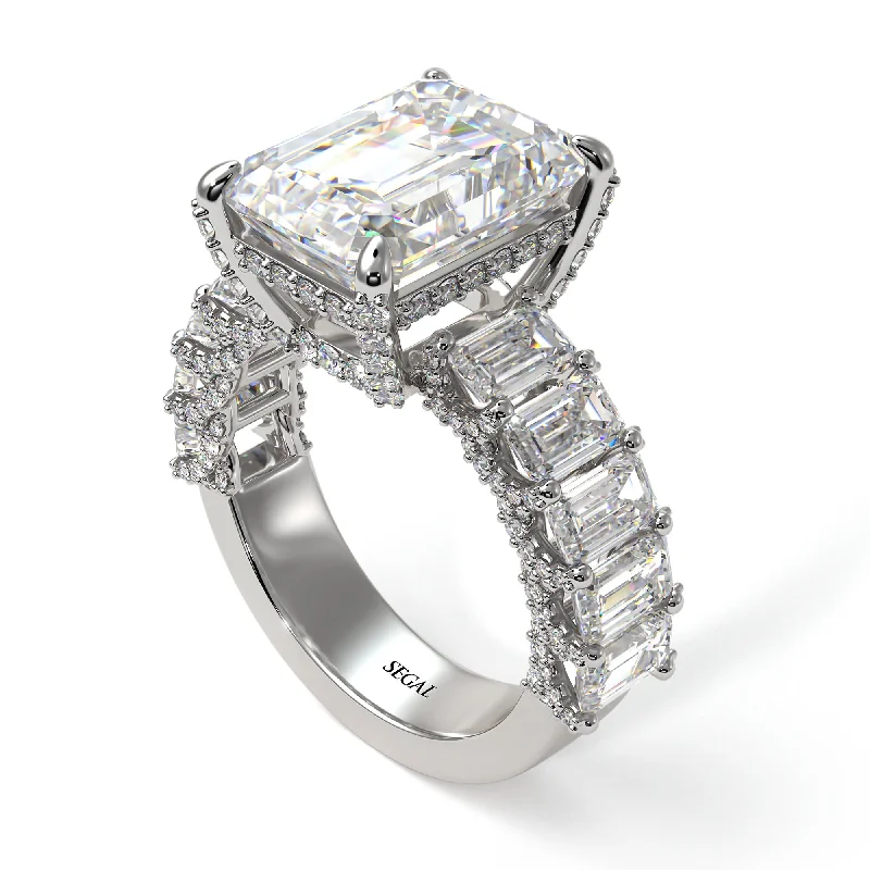 platinum solitaire ladies engagement rings-Luxury Emerald Cut Diamond Engagement Ring - Nadia No. 3