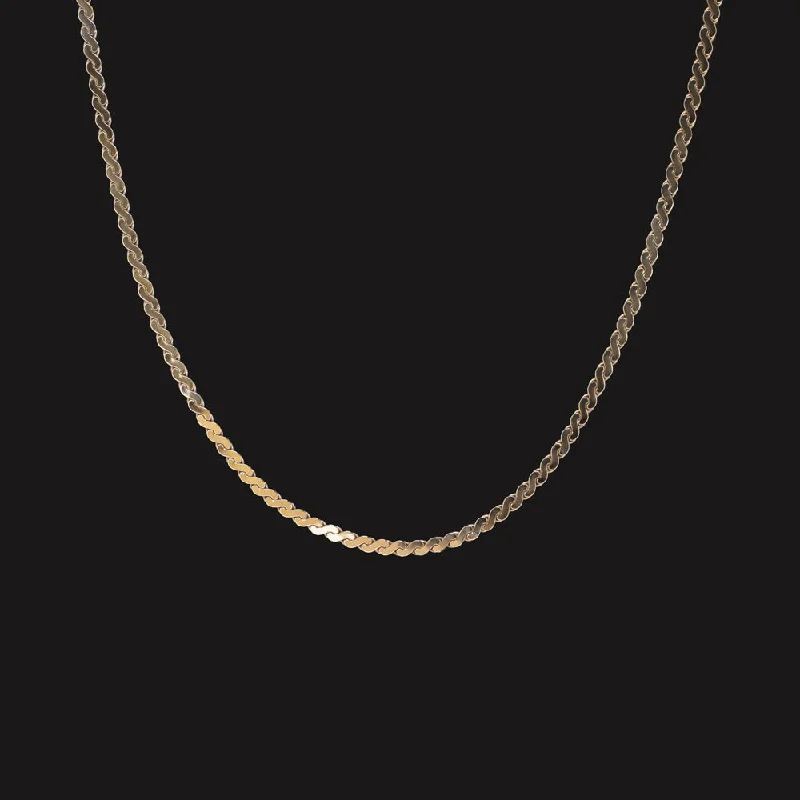 ladies engraved necklaces-SOLID 14k YELLOW GOLD S LINK CHAIN NECKLACE 17 INCH LONG 1.5mm THIN MENS LADIES