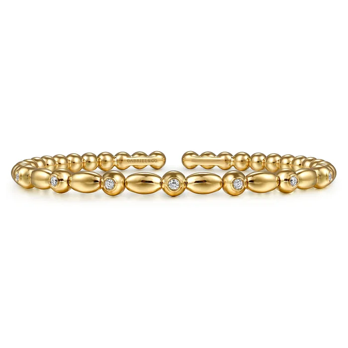 ladies adjustable gold bracelets-14K Yellow Gold Bujukan Diamond Split Bangle Bracelet