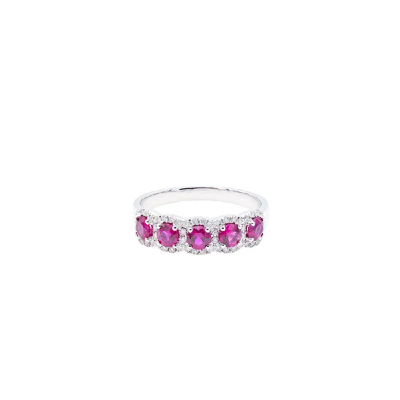 ladies elegant rings-18 Karat White Gold ring with Rubies and Diamonds