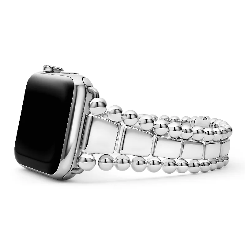 ladies boho bangles-Smart Caviar Sterling Silver Watch Bracelet-42-49mm