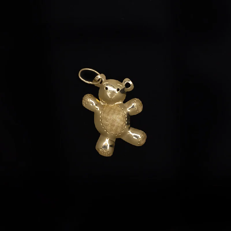 ladies infinity necklaces-SOLID 14k YELLOW GOLD TEDDY BEAR CHARM PENDANT NECKLACE CLASSIC CUTE TOY GIFT