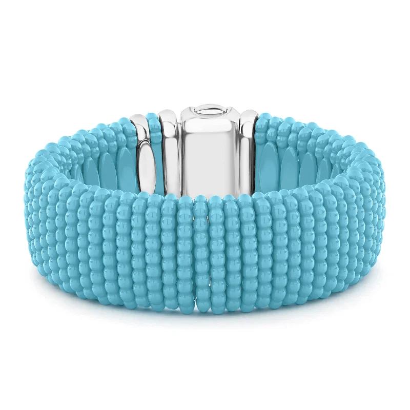 ladies handcrafted bracelets-Blue Caviar Statement Ceramic Caviar Bracelet | 23mm