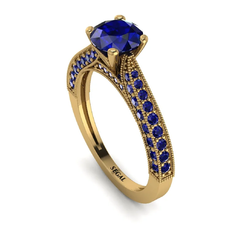 contemporary ladies engagement rings-Classic Vintage Sapphire Engagement Ring - Kathryn No. 73