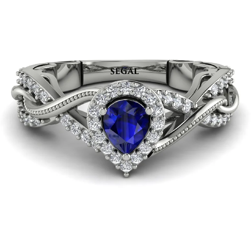 colored diamond ladies engagement rings-Infinity Inspired Halo Sapphire Engagement Ring - Teresa No. 15