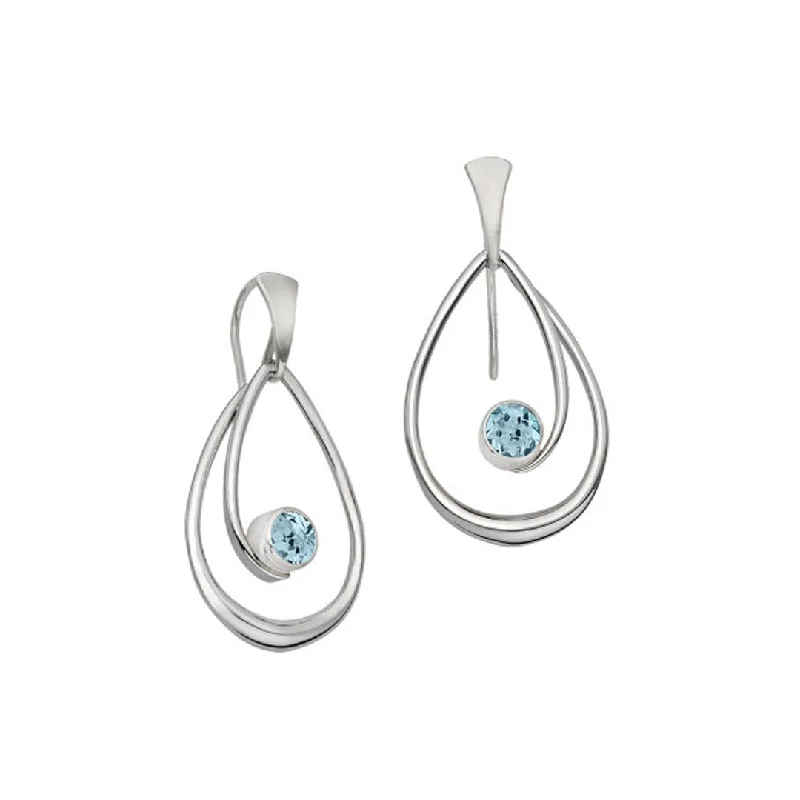 ladies bridal hoop earrings-Blue Topaz Sterling Silver Earrings