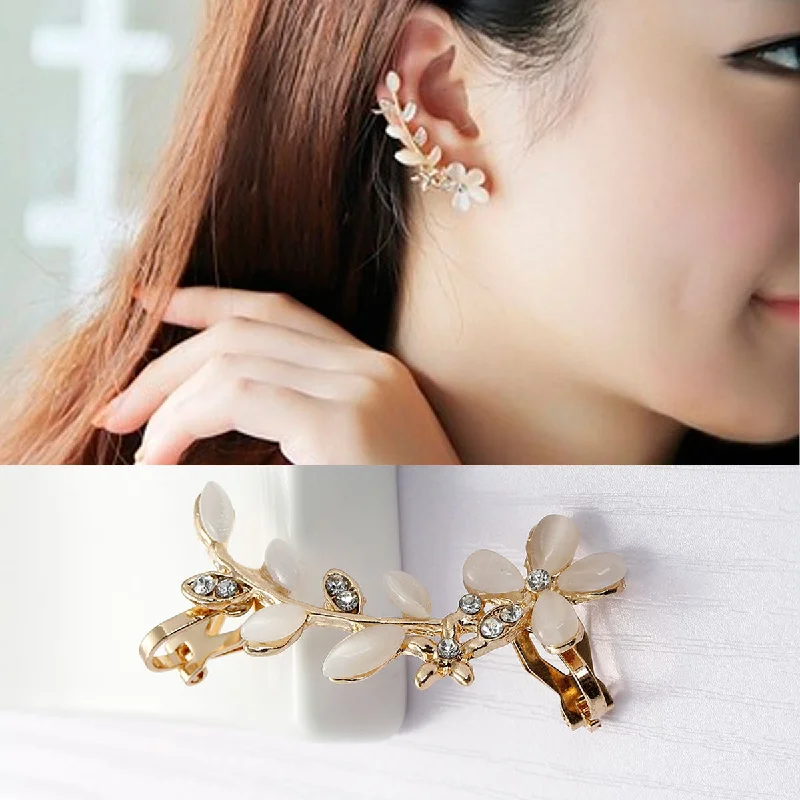 ladies nature-inspired earrings-Ear Cuffs Clip Wrap Earrings Stud Wrap for Women And Girls Clip On The Ears