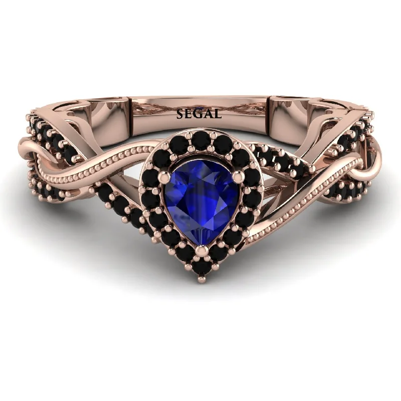 affordable custom ladies engagement rings-Infinity Inspired Halo Sapphire Engagement Ring - Teresa No. 44