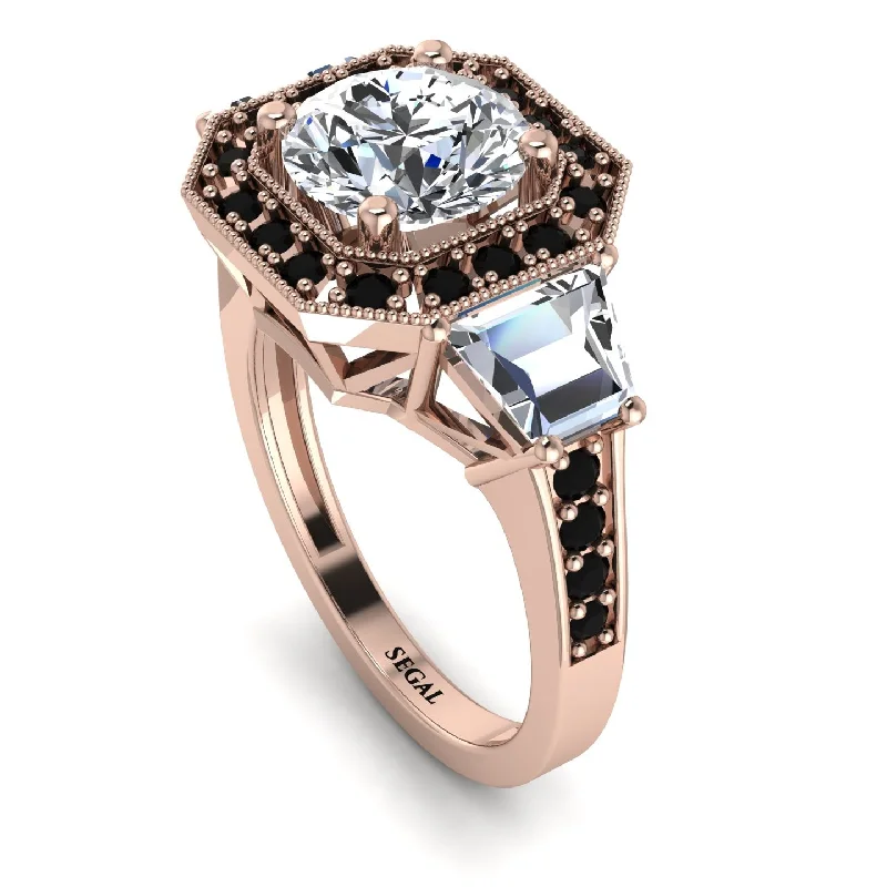 trendy ladies engagement rings-Modern Halo Princess Cut Diamond Stone Engagement Ring - Doris No. 32