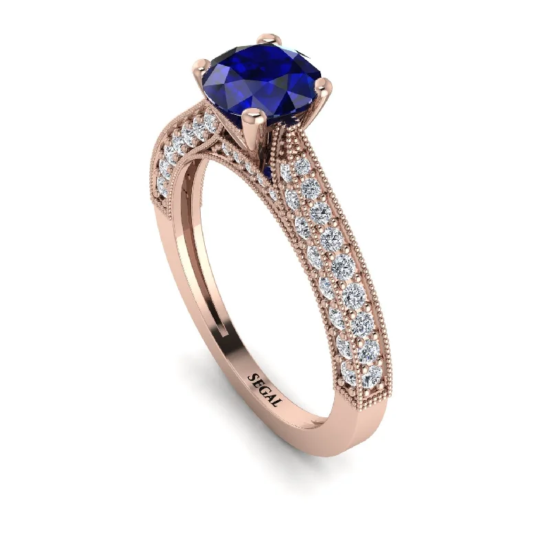 women’s rose gold engagement rings-Classic Vintage Sapphire Engagement Ring - Kathryn No. 14