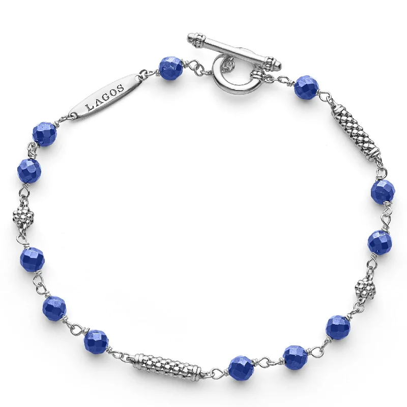 ladies sparkling charm bracelets-Caviar Icon Ultramarine Beaded Bracelet