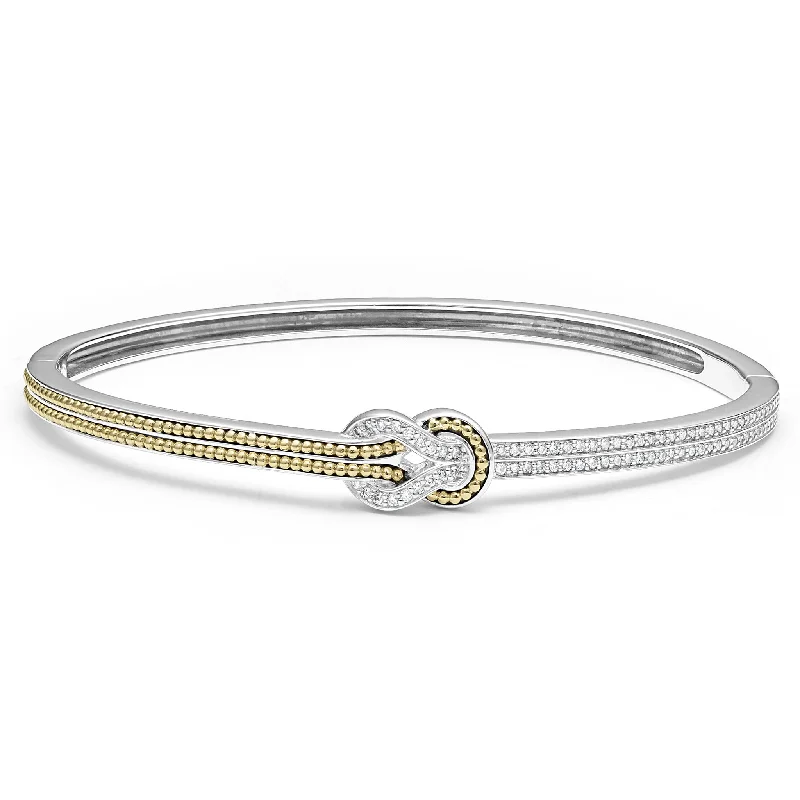 ladies wrap-around bracelets-Newport Two-Tone Knot Diamond Cuff Bracelet