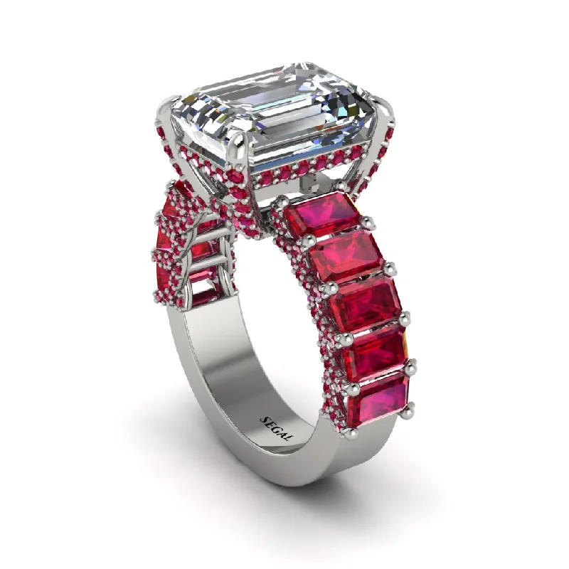 platinum engagement rings for ladies-Luxury Emerald Cut Diamond Engagement Ring - Nadia No. 48