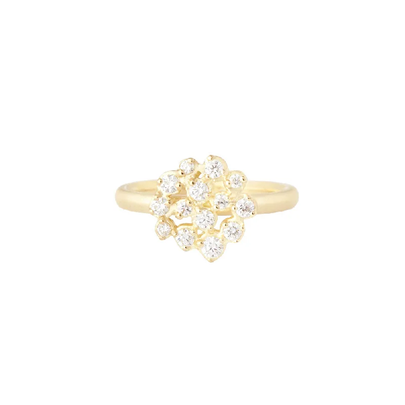 ladies simple rings-18 Karat Yellow Gold Diamond Festival Ring