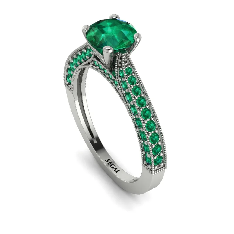 black diamond engagement rings for ladies-Classic Vintage Emerald Engagement Ring - Kathryn No. 21