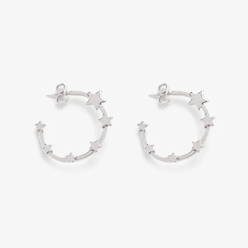 ladies silver earrings-Starlight Hoop Earrings