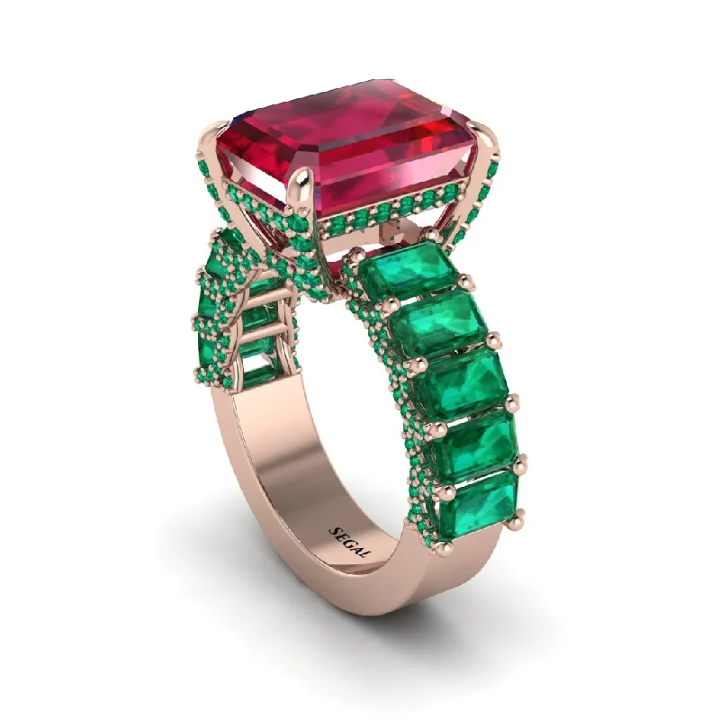 solitaire ladies engagement rings-Luxury Emerald Cut Ruby Engagement Ring - Nadia No. 26