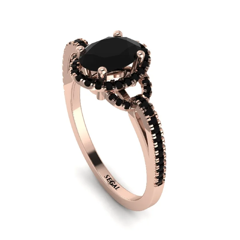 ladies engagement rings with pearls-Timeless Beauty Oval Black Diamond Engagement Ring - Judy No. 38