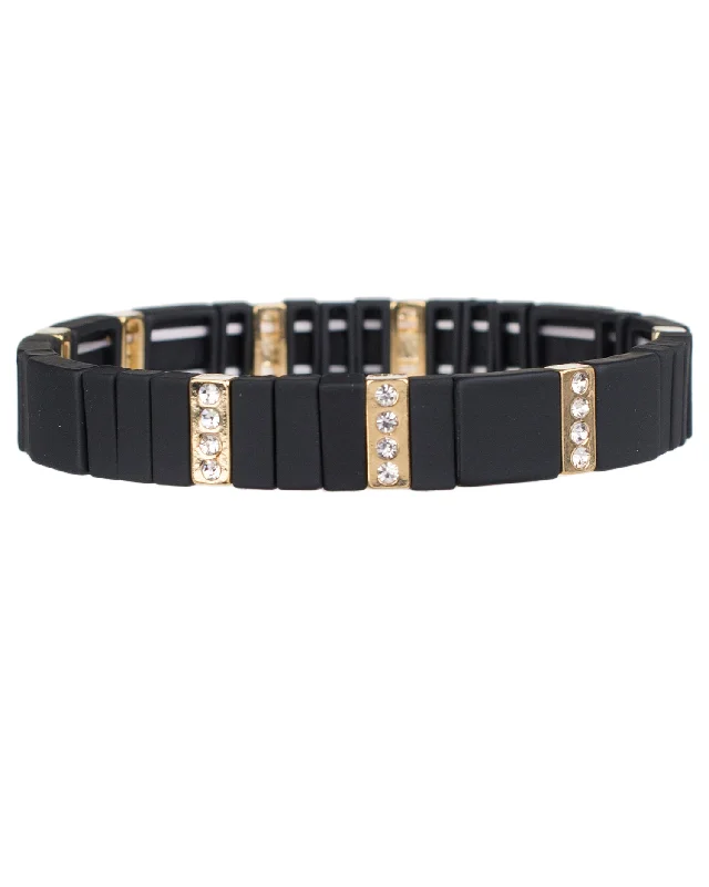 ladies gold-filled bangles-Black Matte Stretch Bracelet