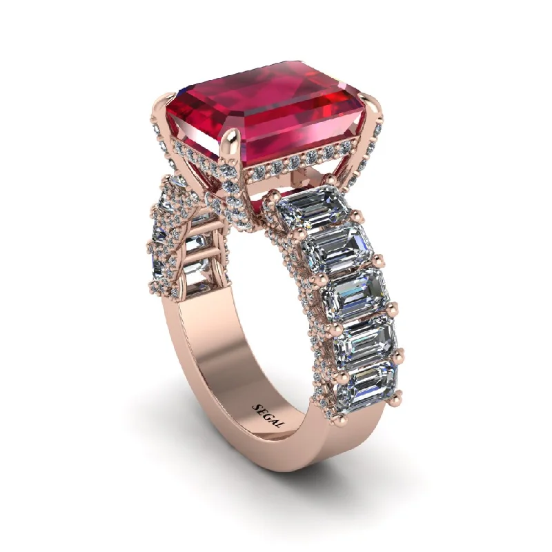 contemporary ladies engagement rings-Luxury Emerald Cut Ruby Engagement Ring - Nadia No. 11