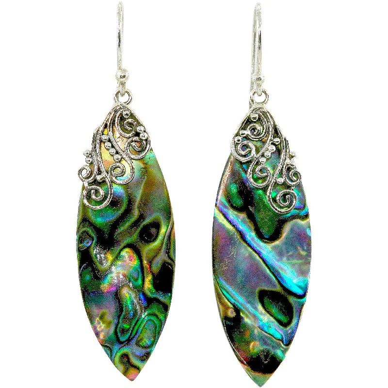 ladies silver drop earrings-Belladonna Abalone Earrings