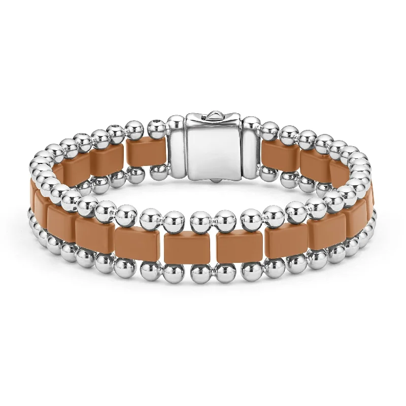 ladies crystal bangles for women-Anthem Matte Tan Ceramic Link Bracelet