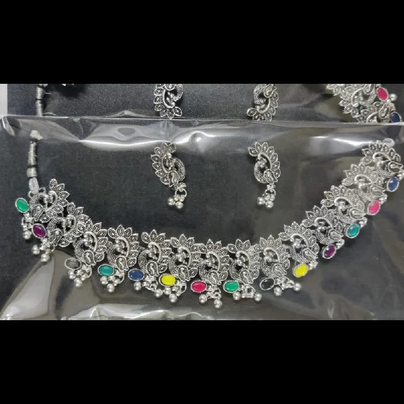 ladies personalized necklaces-Kavita Art Oxidised Plated Crystal Stone Necklace Set