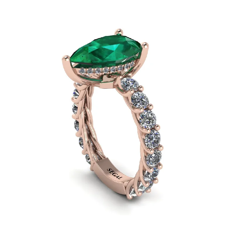 affordable engagement rings for ladies-14K Gold Pear-Shaped Emerald Engagement Ring - Raquel No. 5