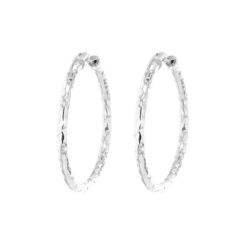 ladies elegant stud earrings-1.5" Sterling Silver Hoop Earrings