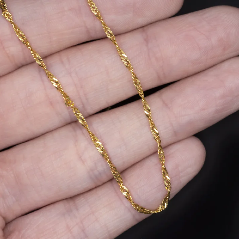 ladies chunky necklaces-SOLID 18K YELLOW GOLD TWISTED CURB CHAIN 1.6mm 20 INCH MENS LADIES NECKLACE 20in