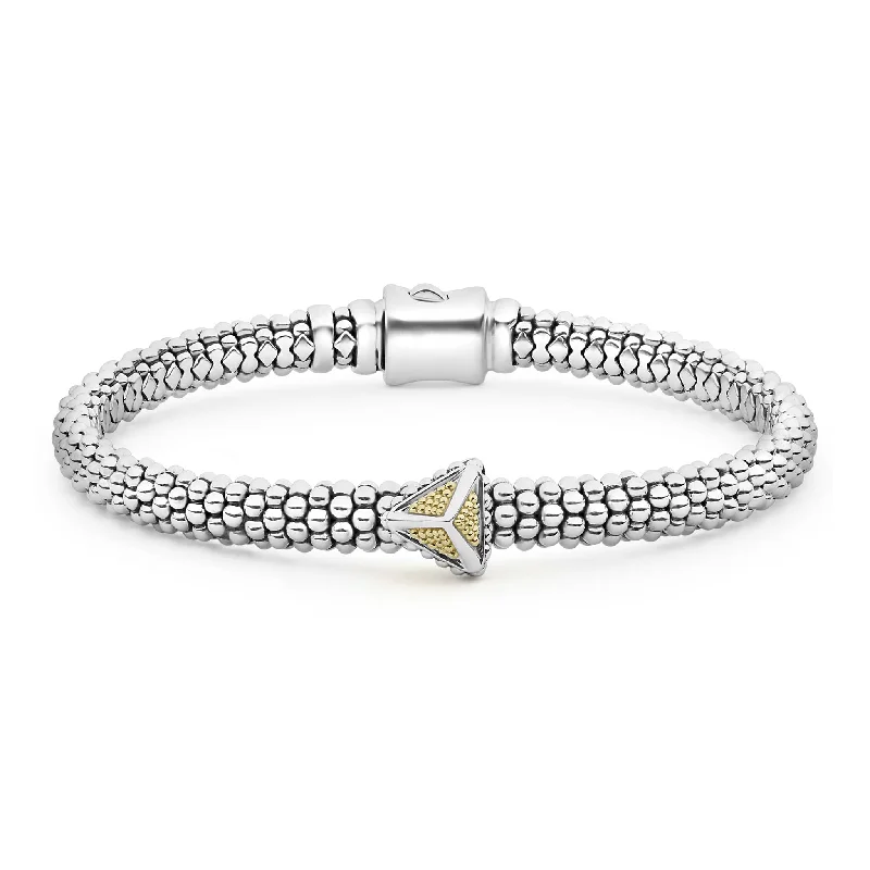 ladies bracelet with charms-KSL Single Station Pyramid Caviar Bracelet | 6mm