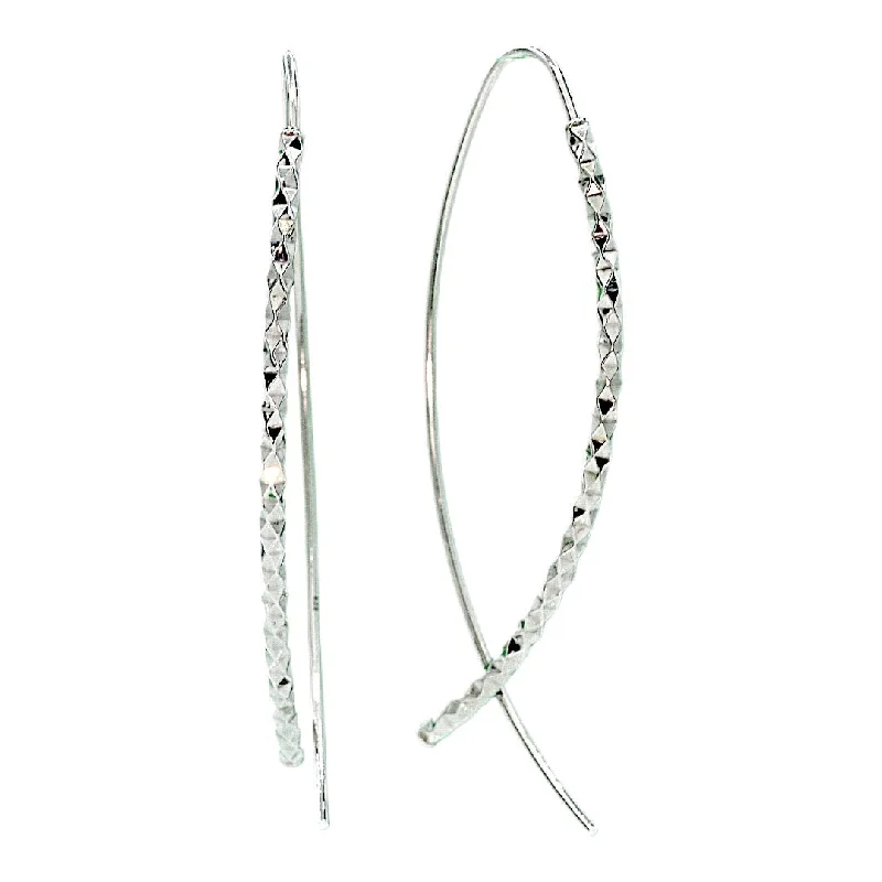 ladies statement earrings-Diamond Cut Threader Earrings