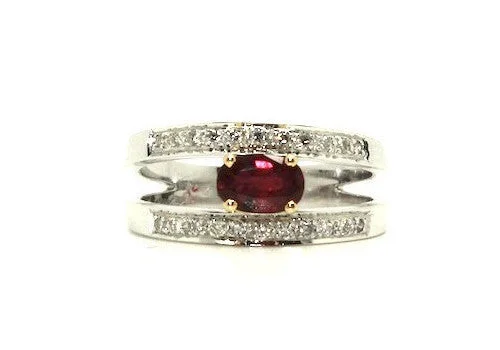 ladies luxury engagement rings-Ruby & Diamond Parallel Ring AD No. 0484