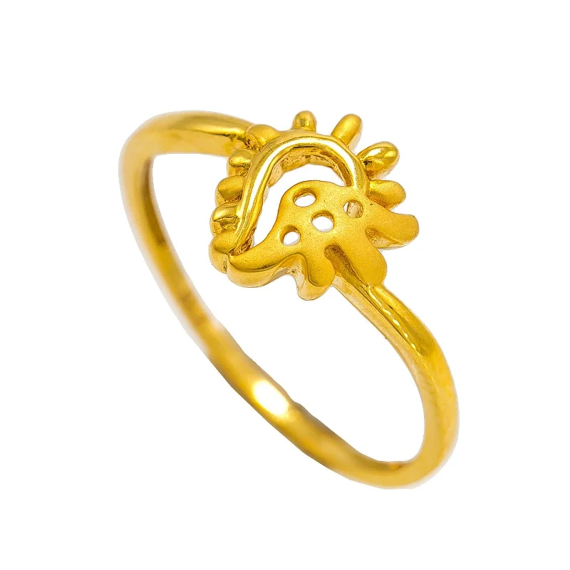 ladies geometric rings-22K Yellow Gold Ring W/ Asymmetric Eyelet Design