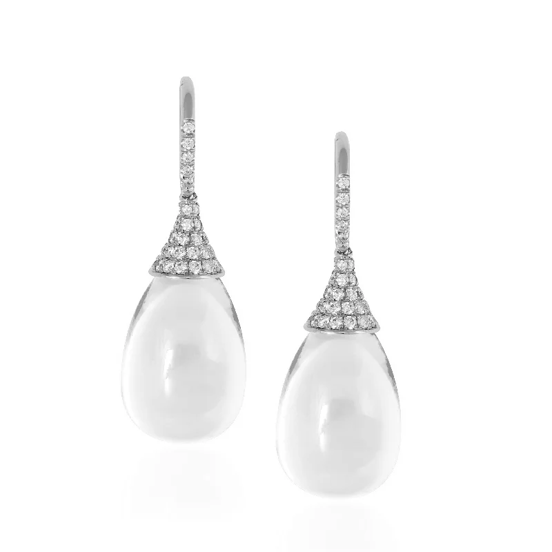 ladies sparkling earrings-Moon Quartz Drop Earrings